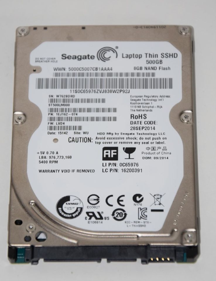Seagate ST500LM000 Laptop Thin SSHD 500GB 8GB NAND Flash SATA in Leimen