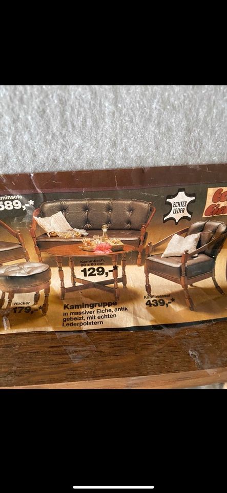 Zwei Sessel und Tisch antik gebeizt echt Leder Winter Gartenmöbel in Heinsberg