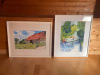 2 Aquarelle im Holzrahmen mit Passepartout Schleswig-Holstein - Großhansdorf Vorschau