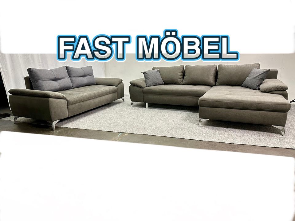 NEU! Ecksofa + 2,5 Sitzer Garnitur Latigo Schlamm in Löhne