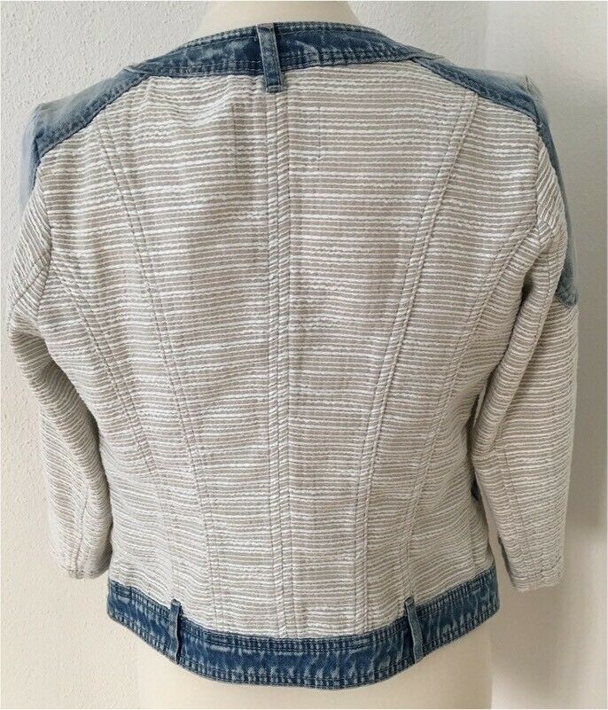 Jeans Tweed Jacke Frühling  Übergang blau Beige Creme 34 36 in Kempten