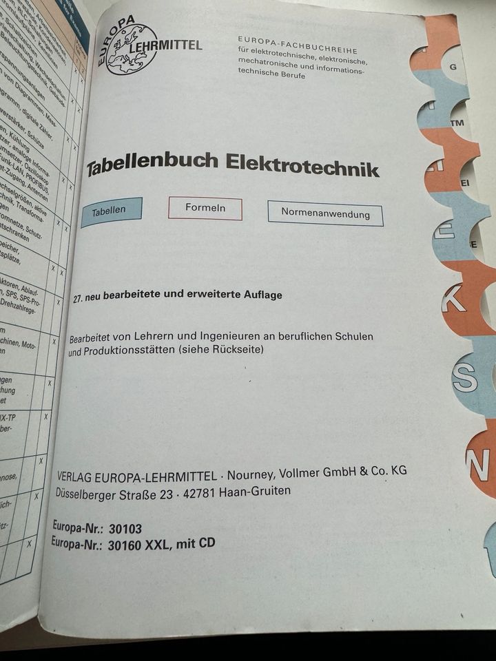Tabellenbuch Elektrotechnik Auflage 27 in Ehringshausen