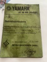 Yamaha DT 50 MX Papiere ABE 50 km/h Sammler Rahmen DT50 1NN Nordrhein-Westfalen - Ochtrup Vorschau