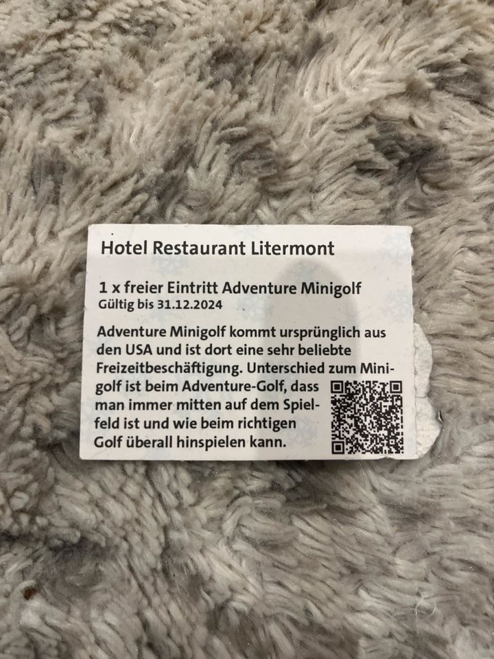 Hotel Restaurant Litermont Adventure Minigolf Golf Eintrittskarte in Saarlouis