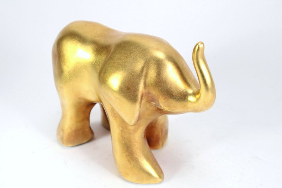 Elefant Figur Skulptur vergoldet 24K Tierfigur Gold in Kammerforst