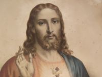 ANTIK Jesus sacre coeur Bild Heiligenbild Lithographie Vintage Hessen - Groß-Gerau Vorschau