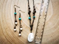 Schmuckset Perlmutt Türkenit Ohrringe Chocker Goa Hippie Cosplay Bayern - Augsburg Vorschau