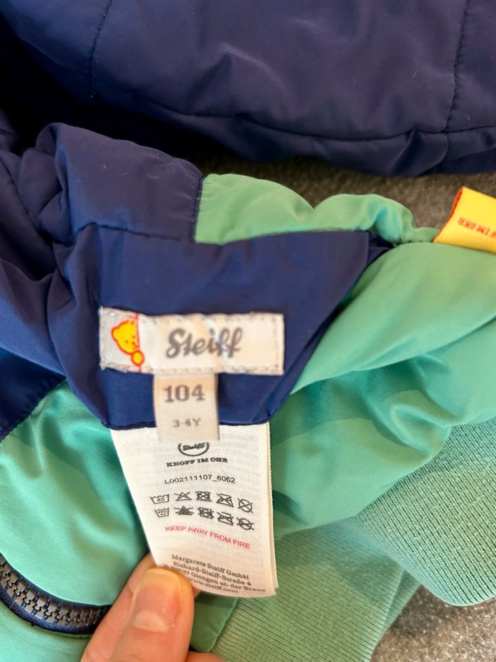 Steiff Jungen Wende-Jacke Herbst/Frühling/Übergang 104 blau grün in Erkelenz