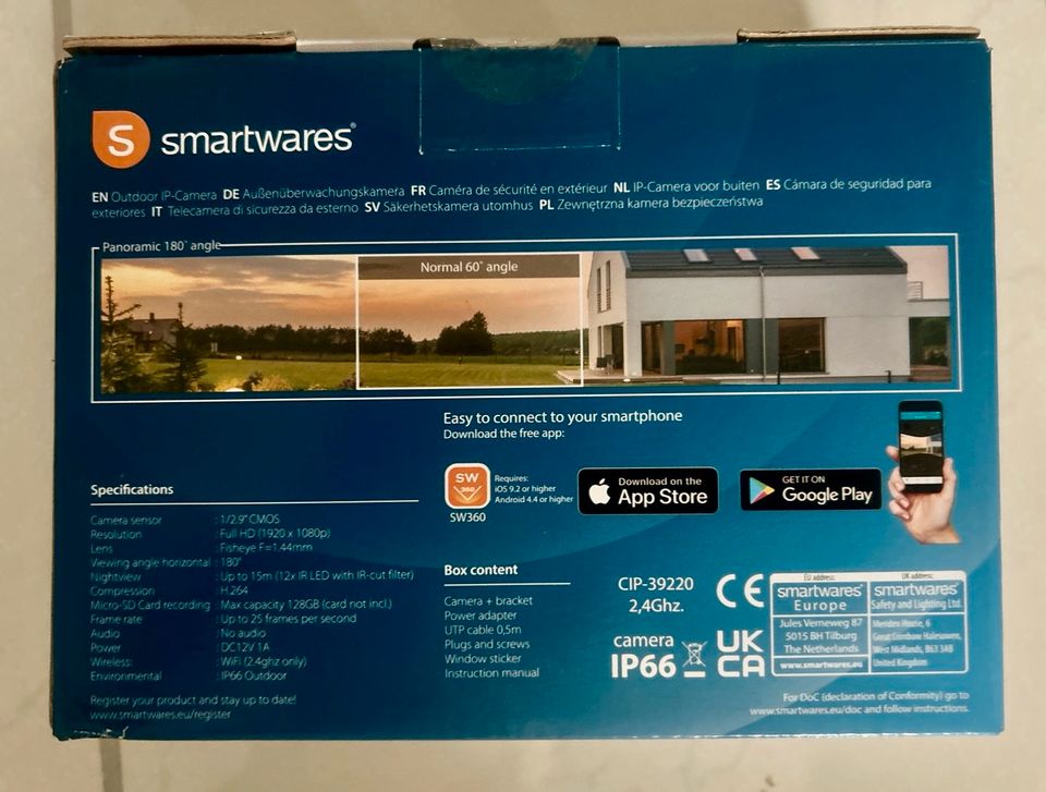 smartwares WiFi IP 180° Überwachungskamera Aufnahme Nacht in Kettig