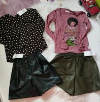 Neu Zara 140 Kunstleder Shorts schwarz khaki Langarmshirt Punkte Baden-Württemberg - Burladingen Vorschau