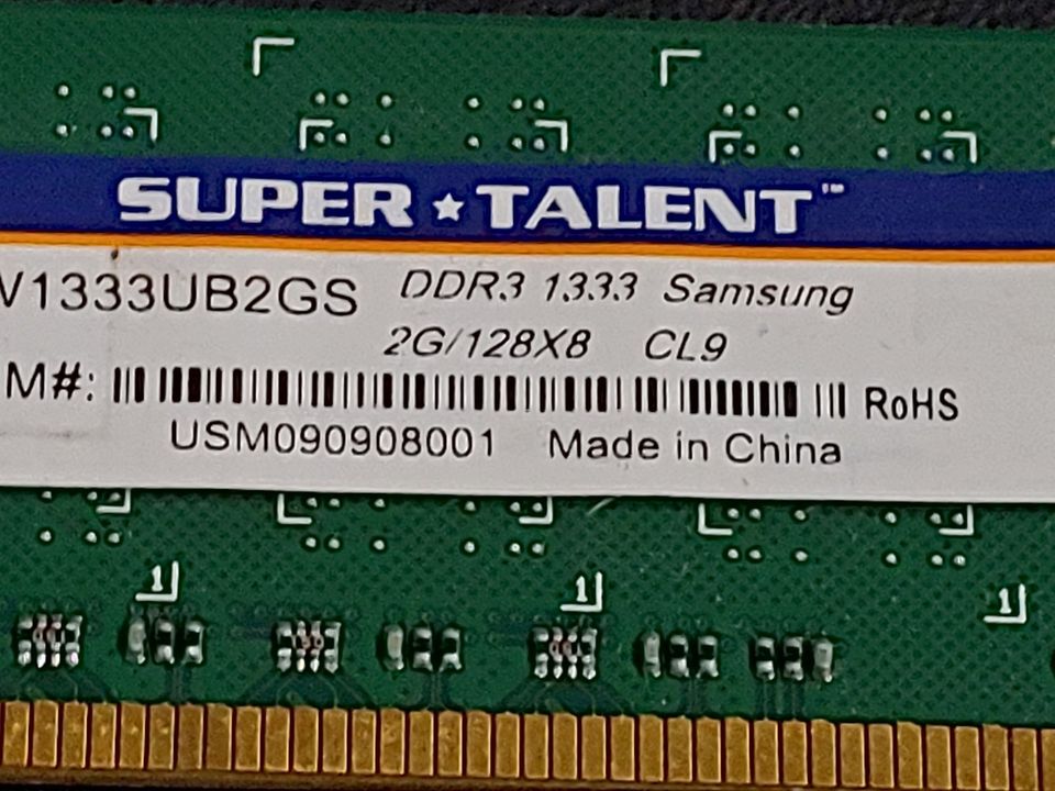 Super Talent W1333UB2GS 2x 2GB 4GB DDR3 RAM Arbeitsspeicher Speic in Düren