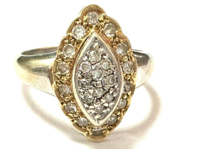 585er / 14 kt Weiss Gold Gelb Gold Diamant Damen Ring ca. 0,48ct in Bochum