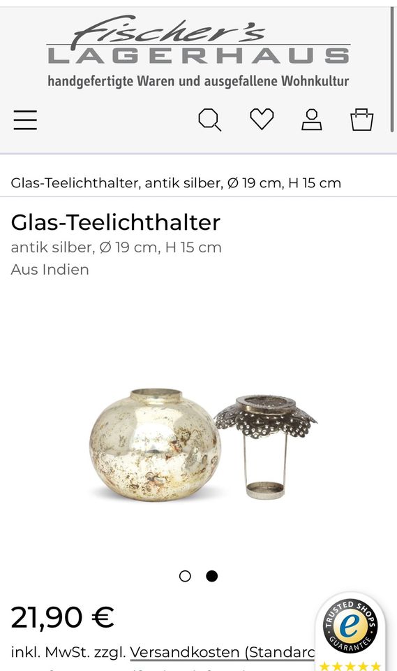 2 mal große Glas Teelichthalter , Fischers Lagerhaus in Erftstadt