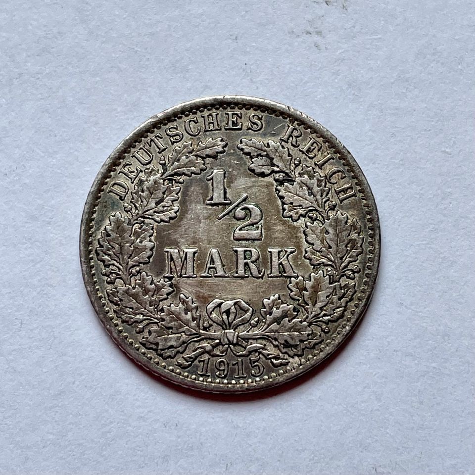 Deutsches Kaiserreich 1/2 Mark 1915 A Silber in Hamburg