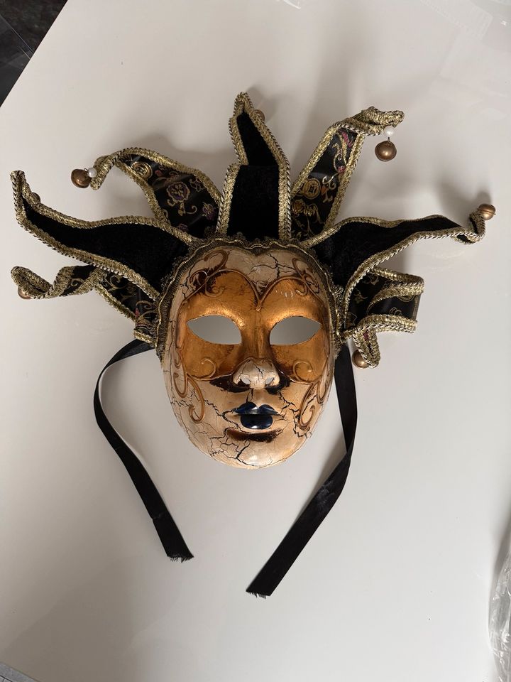 Handbemalte Venezianische Maske Gold Schwarz Cosplay Kostüm in Gelsenkirchen