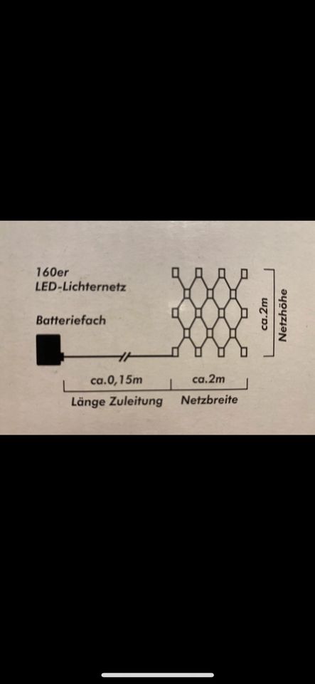 Lichternetz 2x2 m warmweiß mit Timer Batterie in Möser