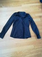 Schöne Bluse Hemd blau - schwarz Gr. 34 feine Baumwolle München - Hadern Vorschau