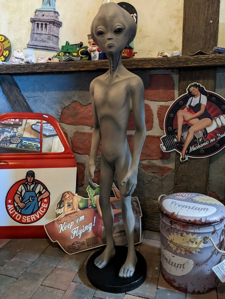 GROSSE ALIEN FIGUR AREA 51 ROSWELL AKTE X PAUL 1,25m HOCH STATUE in Großefehn