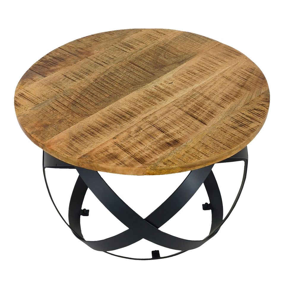 Beistelltisch Couchtisch rund Holz Tisch mit Massivholzplatte in Bingen