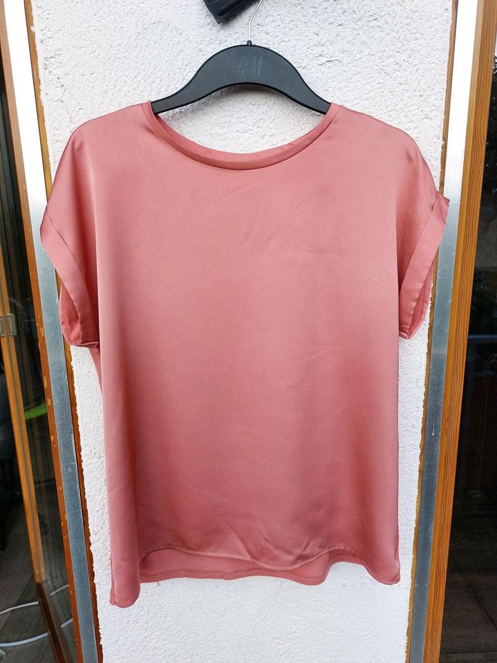 Vila T-Shirt Sommertop Sommershirt 38 Rosé schimmernd glänzend in Mötzingen