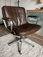 Stilvoller Vintage Leder-Bürostuhl mit Metallbasis - Ohne Rollen Köln - Zollstock Vorschau