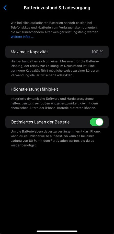 iPhone 14 Pro Max 100% Akkukapazität in Roth