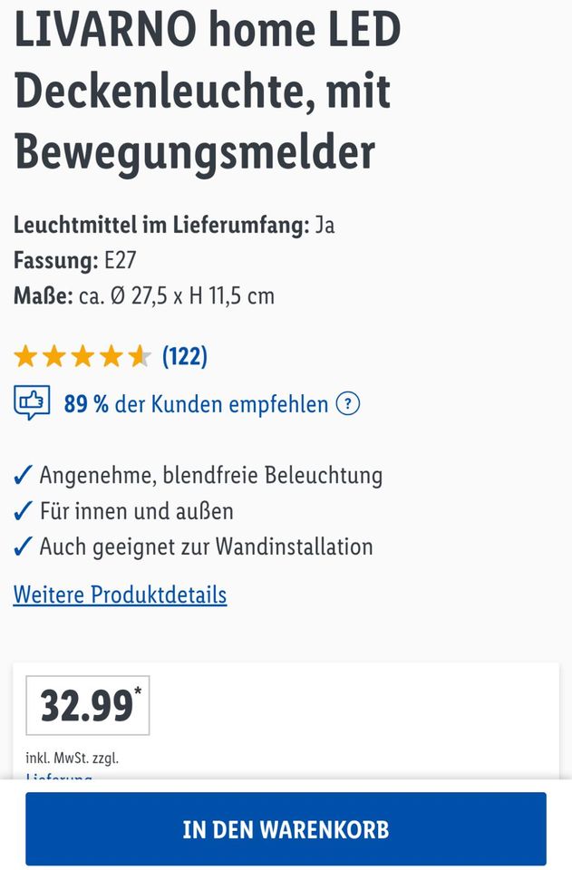 Neu, eBay Deckenleuchte, - in Originalverpackt LED Bayern Kleinanzeigen - | jetzt Regensburg Kleinanzeigen mit ist Bewegungsmelder