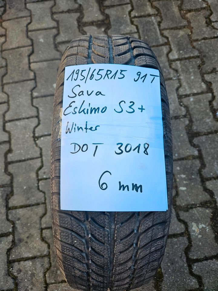 195/65 R15 91T Winterreifen 6 mm DOT3018 Sava in Schrobenhausen