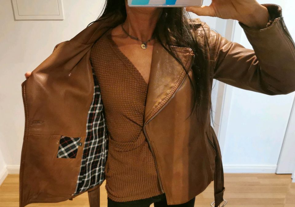 Marc O'Polo 38 M S Echtleder Lederjacke biker Jacke cognac braun in Hamburg