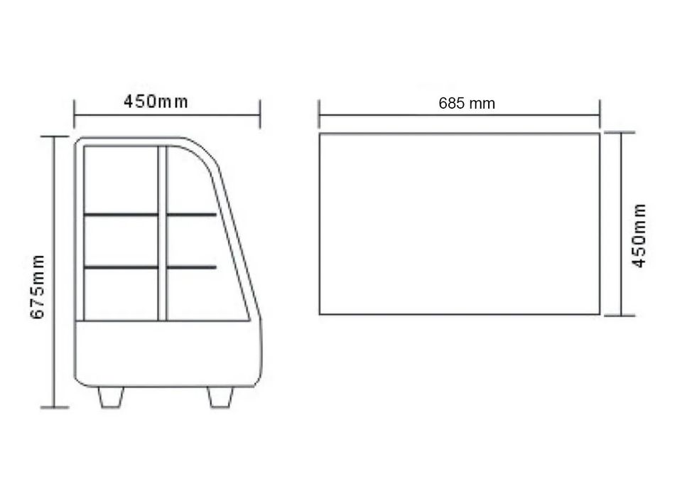 Tisch Kühlvitrine 100 Liter 680mm rund mit 2 Ablagen Katrin in Brachbach