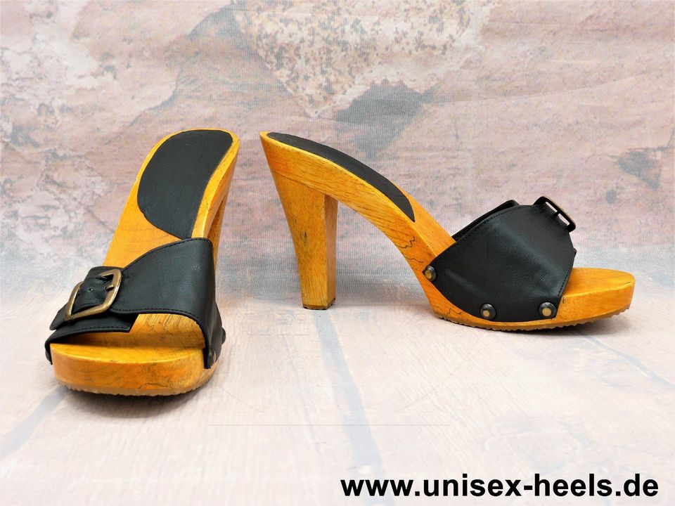 3762 unisex-heels; neue high heels gr. 39; echtholz, echtleder! in Limeshain