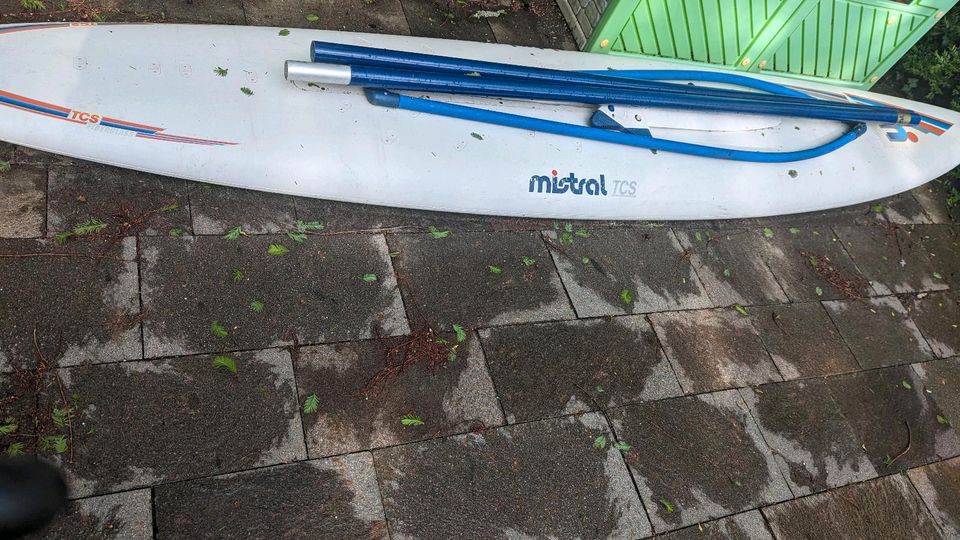 Mistral TCS fiberglass competition surfboard in Pyrbaum