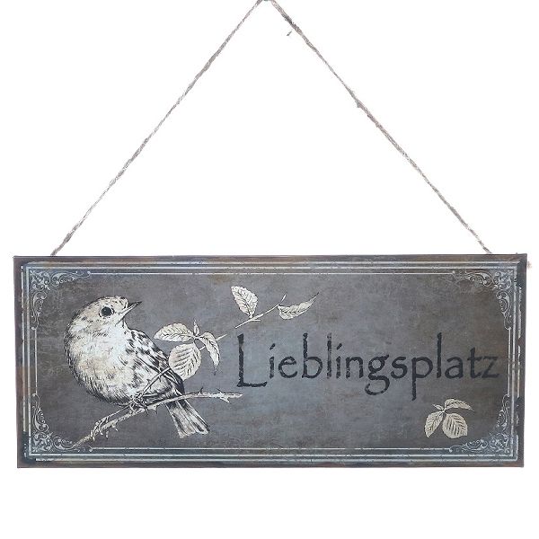 1x Metallschild Blechschild Schild "Lieblingsplatz" Vogel Spatz in Halle