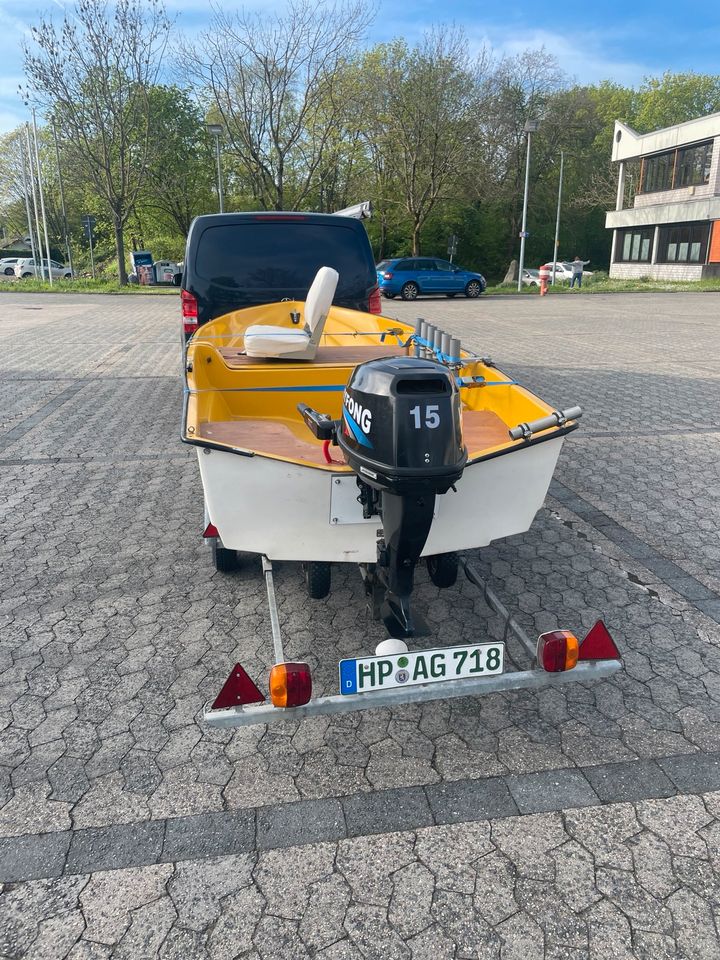 Angelboot Motorboot 4PS/15PS mit Trailer in Bensheim