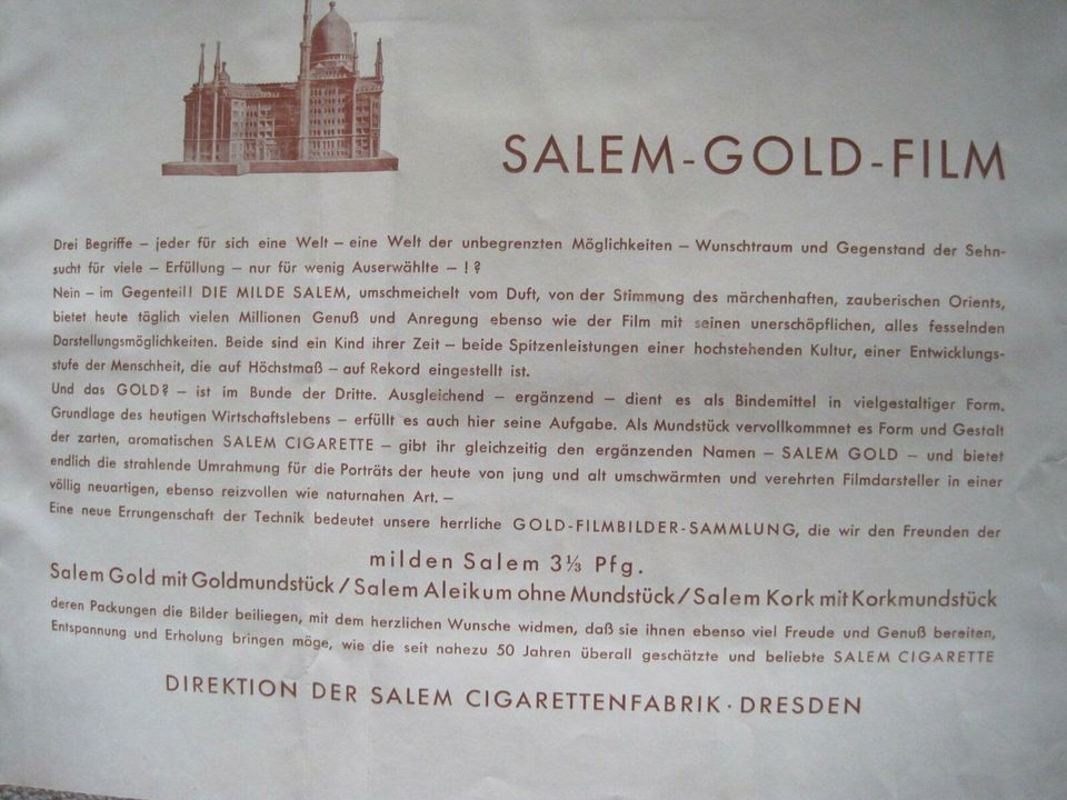 SALEM Gold - Film -Bilder Album Band 1 in Münchberg