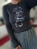 graues Langarmshirt mit Drachenmotiv, Gr. S von New Yorker Baden-Württemberg - Korntal-Münchingen Vorschau