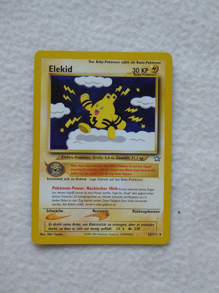 14 Pokemon Sammelkarten Neo Genesis (2000) Elekid (22/111) in Friedrichshafen