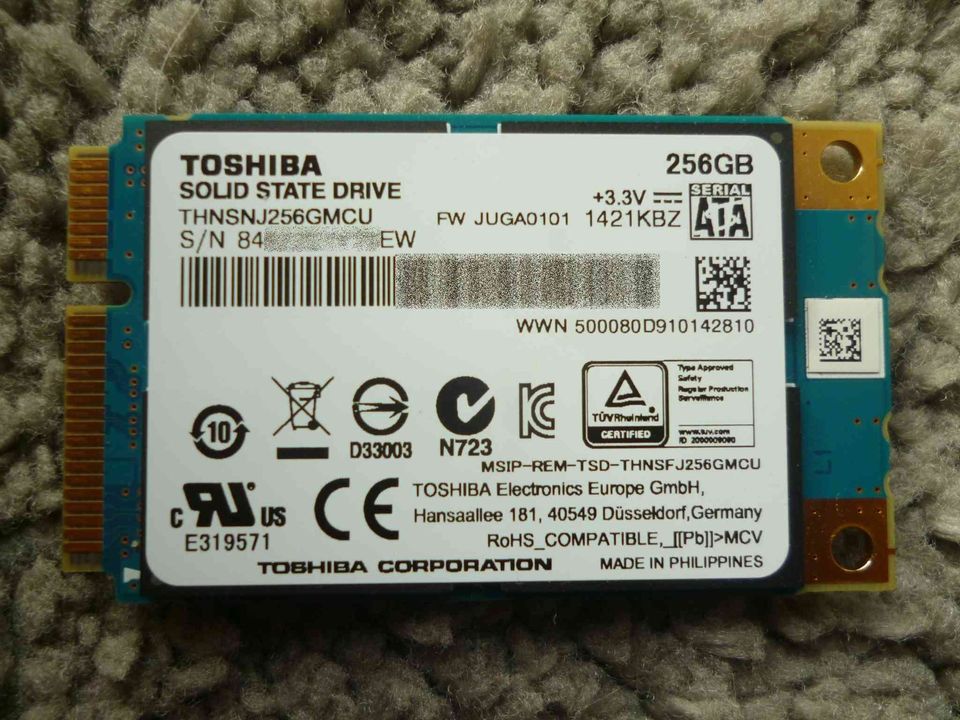 mSATA SSD Toshiba THNSNJ256GMCU 256GB, sehr guter Zustand in  Nordrhein-Westfalen - Unna | Festplatten & Laufwerke gebraucht kaufen |  eBay Kleinanzeigen ist jetzt Kleinanzeigen