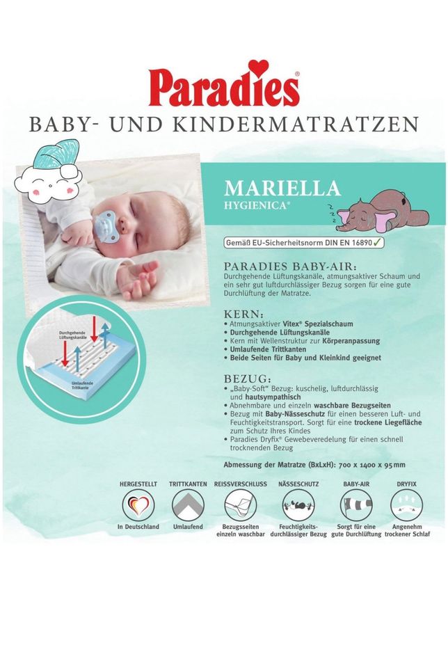 Babybett umbaubar + Matratze + Rausfallschutz in Gardelegen  
