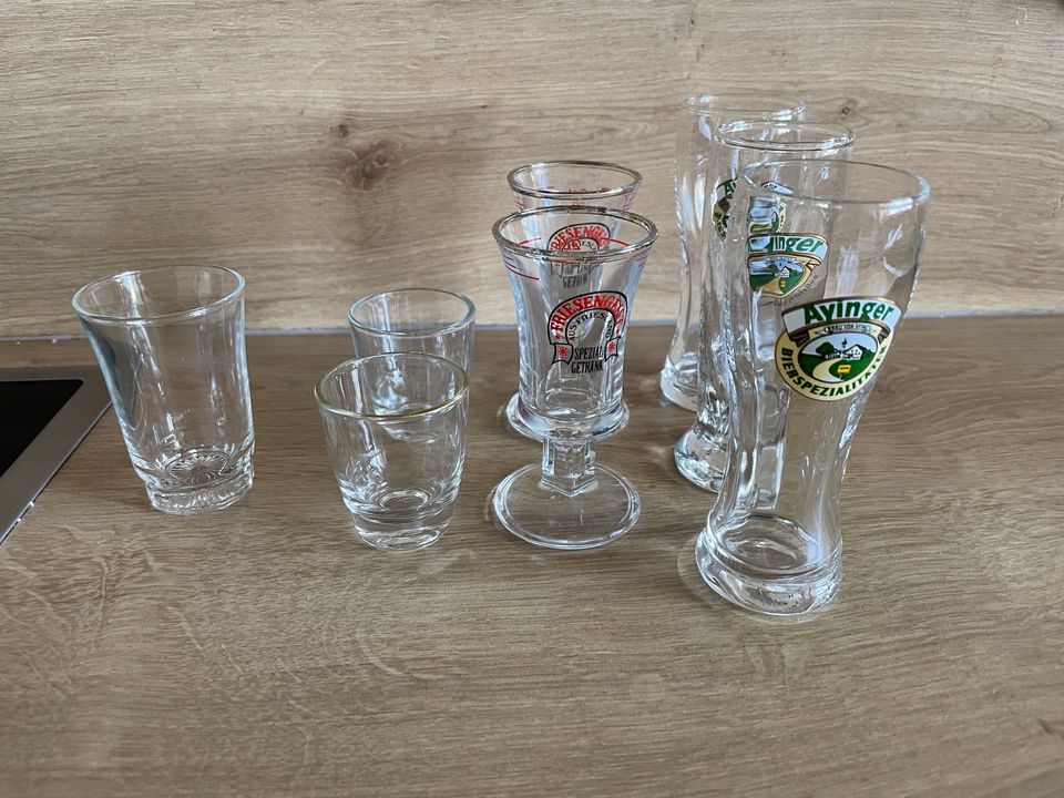 8 verschiedene Schnapsgläser Gläser klein Ayinger in München