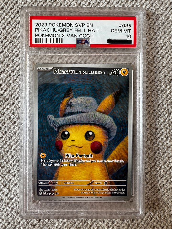 Pokémon Pikachu Van Gogh Grey Felt Hat PSA 10 Pokemon in Meckenheim