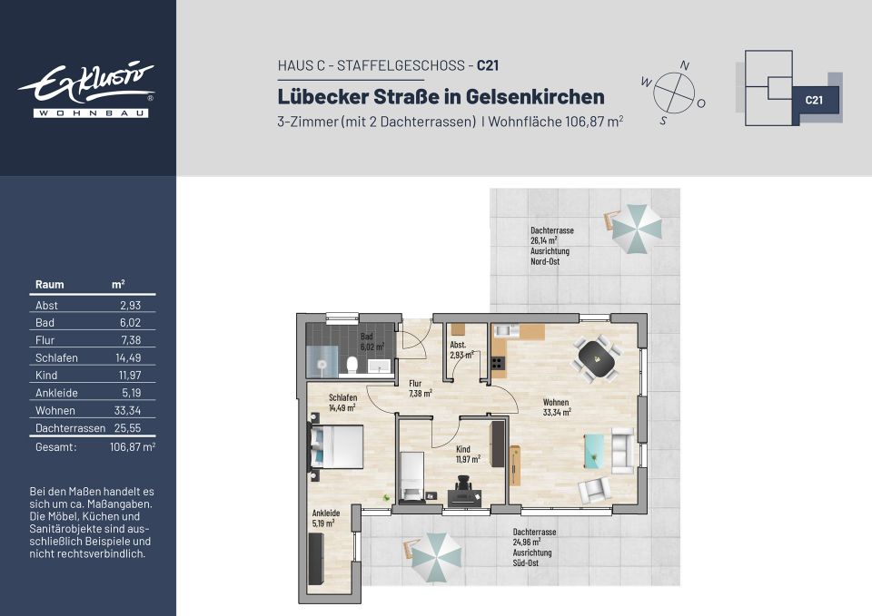 **PENTHOUSE 3 ZIMMER; 2 TERRASSEN; EINZIGARTIG** in Gelsenkirchen