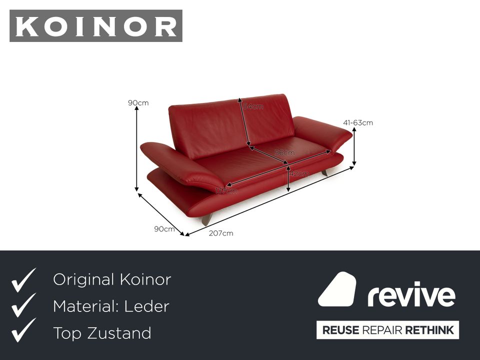 Koinor Rossini Leder Zweisitzer Rot manuelle Funktion Sofa Couch in Köln