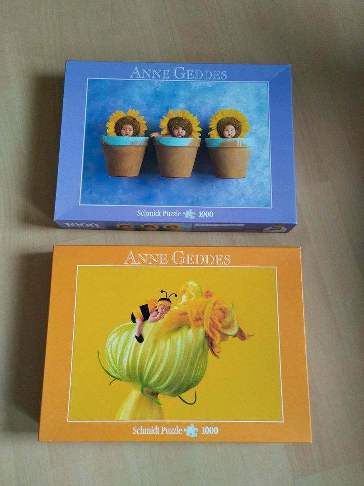 2 Puzzle Anne Geddes Baby Geschenk Sonnenblume in Jade