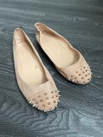 ZARA Ballerinas, beige, Velours, Nieten, Gr. 40, stark getragen Bayern - Ansbach Vorschau