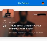 Travis Scott Tickets 3x Sitzplätze Nebeneinander 26.07 Frankfurt Nordrhein-Westfalen - Herne Vorschau