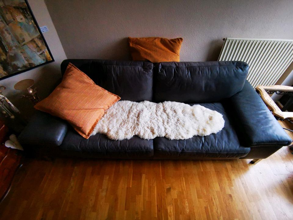 Echt Leder Couch anthrazit in Neu-Anspach