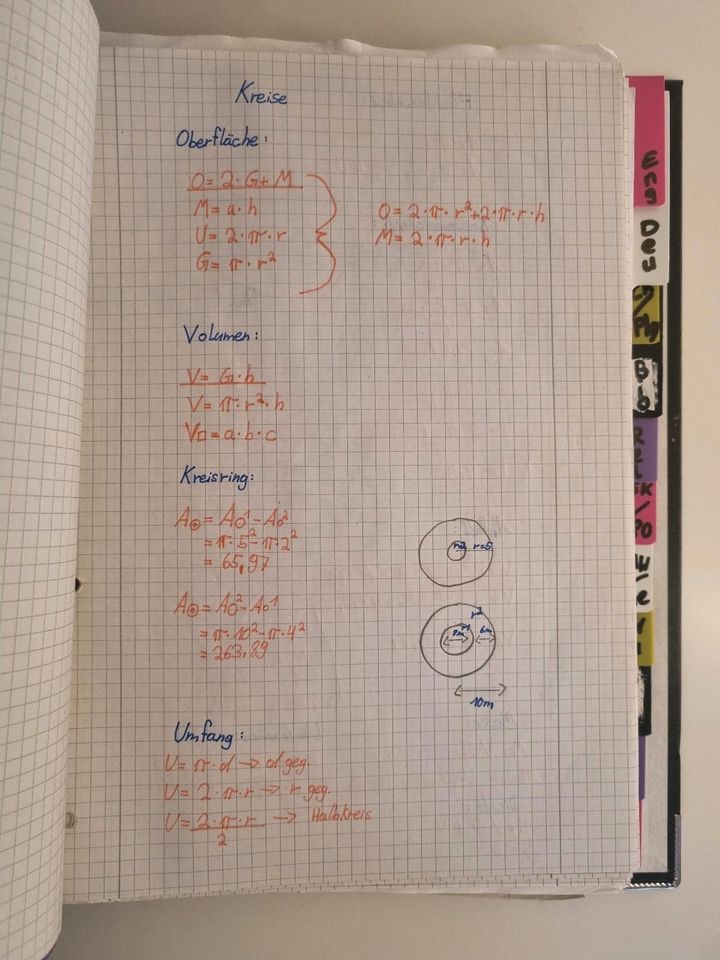 Realschule 9/10 Klasse Ordner mit Lernzettel, Erklärungen, usw. in Hannover