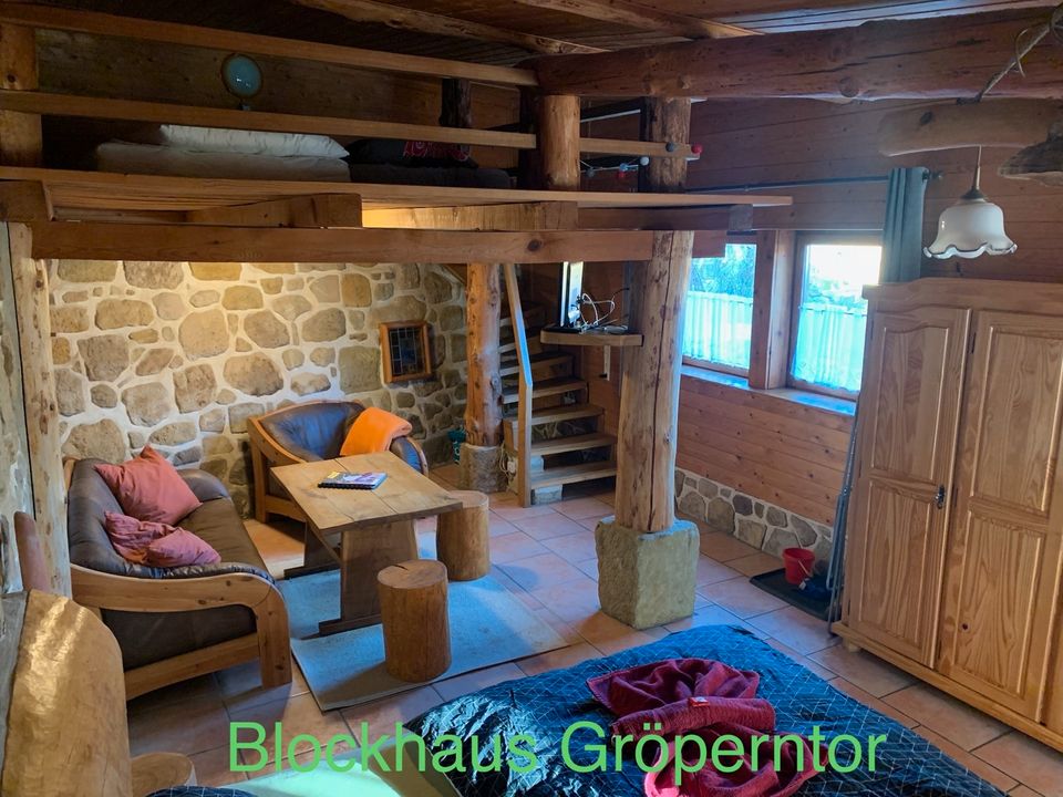 ☀️ Blockhaus mit Sauna in Quedlinburg Ferienhaus Ferienwohnung ☀️ in Quedlinburg