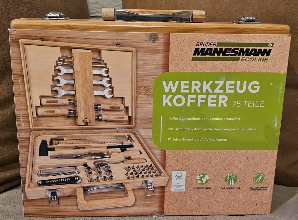 Brüder Mannesmann Ecoline Bambus Werkzeugkoffer 75-teilig M29003 in Herne